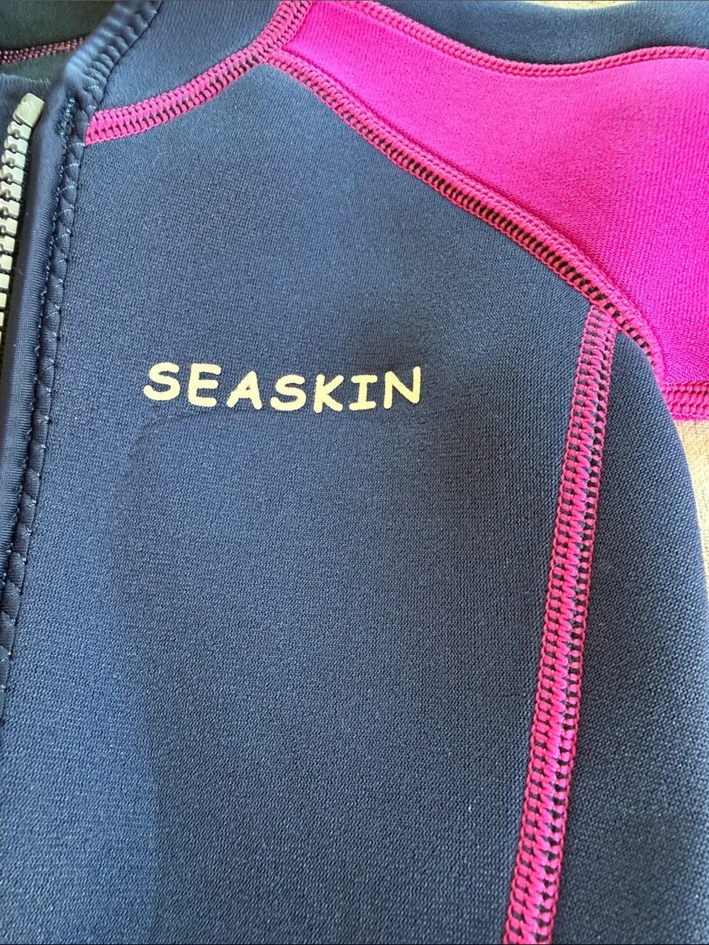 SEASKIN Kids Navy & Pink Short Sleeve Spring Wetsuit